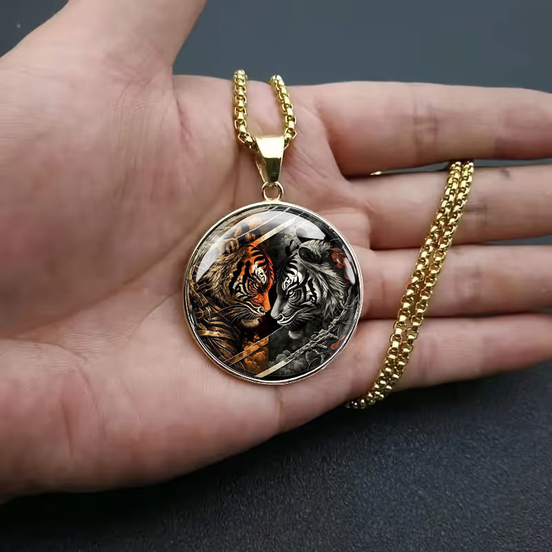 Men's Vintage Tiger Pattern Stainless Steel Necklace